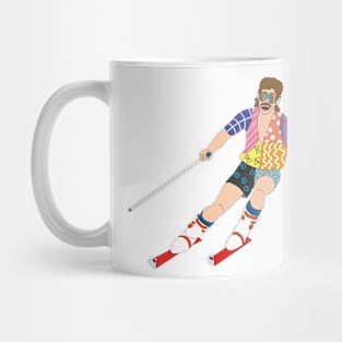 ski mountains vintage ski suit mullet skiing 80's Mug